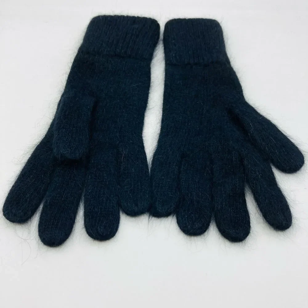 Rabbit Fur Blend Elegant Black Winter Accessory Set NWOT